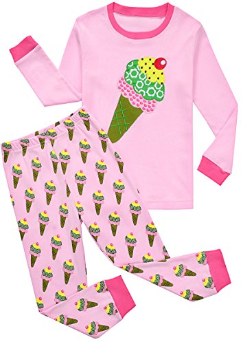 Babypajama Ice Cream Little Girls' Pajamas Set 100% Cotton Nightwear Cute Pjs