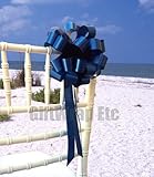 Navy Blue Pull Bows with Tails - 8" Wide, Set of 6