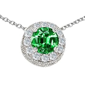 Buy 1.75 cttw 14K Gold Plated 925 Sterling Silver Lab Created Round Emerald Pendant by Finejewelers