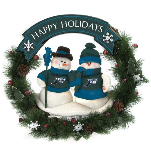 Tampa Bay Devil Rays Team Snowman Christmas Wreath