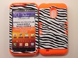 Heavy duty double impact hybrid Cover case black & white leather finish zebra hard snap on over orange soft silicone for SAMSUNG S2 Galaxy EPIC 4G TOUCH D710 R760 for SPRINT/BOOST MOBILE/VIRGIN MOBILE/US CELLULAR