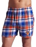 NBA Men's New York Knicks Legend Flannel Boxers (Royal/Orange, Small)