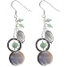  : STERLING SILVER GREEN AVENTURINE MOTHER OF PEARL CLUSTER EARRINGS