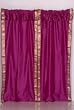 Pair Violet Red sari curtains with attached valance