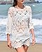 Yonala Womens Lace Floral Hollow Out Beachwear Bikini Cover Up Dress, White, One size