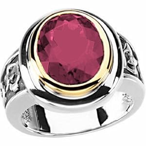 Sterling Silver and 14K Yellow Gold Rhodolite Garnet Calla Lily Design Ring - Size 7 -- LIFETIME WARRANTY