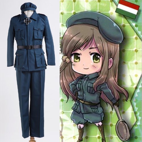  Axis Powers Hongrie Uniforme Bleu foncé Cosplay Costume Déguisement - *Sur Mesure*