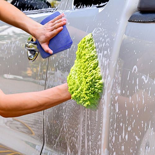 Wash Mitt and Microfiber Towel Set - 2 Car Wash Mitts and 2 Microfiber Towels