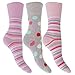 Womens/Ladies Cotton Rich Patterned Casual Socks with Non Elastic Tops (Pack of 3)