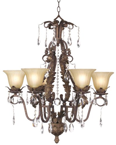Six Light Iron Bronze Chandelier