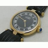 Vintage/Antique watch: Pre-owned Women’s Cartier Watch Vermeil Black Dial Swiss Quartz Movement 1990′s