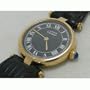 Vintage/Antique watch: Pre-owned Women's Cartier Watch Vermeil Black Dial Swiss Quartz Movement 1990's