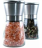 Lux Moderne Salt & Pepper Grinder Set - Elegant Stainless Steel and Glass with Ceramic Coarseness Control Salt Mill and Pepper Mill will surpass your previous Salt grinder and Pepper grinder