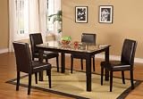 5 Pc Dark Artificial Marble Top Dinette Dinning Set ( Table & 4 Chairs)