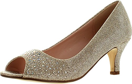 Bonnibel Wonda-2 Womens Peep Toe Low Heel Glitter Slip On Dress Pumps