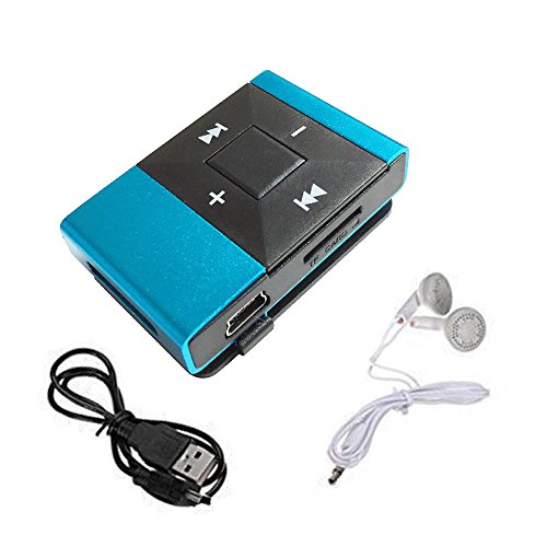 New Wayzon Mini Clip Metal USB MP3 Music Media Player + Earphone(Blue)