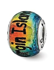 Sterling Silver Reflections Virgin Islands Orange Dichroic Glass Bead