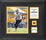 Eric Weddle Framed 8x10 Photograph | Details: San Diego Chargers, with Game Used Football Piece and Descriptive Plate