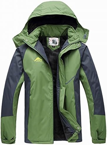 GEXMEE Men's Fashion Windprood & Waterproof Outwear Jackets with Detachable Hood Green 4XL