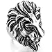 Men's Stainless Steel Ring Band Silver Black Stunning Lion Gothic Biker