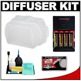 Precision Design PD-FD580 Bounce Flash Diffuser + Batteries + Cleaning Kit for Canon Speedlite 580EX & 580EX II