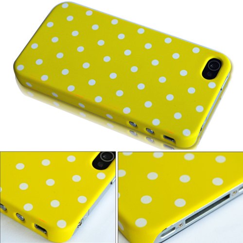 White Dot Hard Case Cover For Apple iphone 4 4G AT&T Yellow Product Image