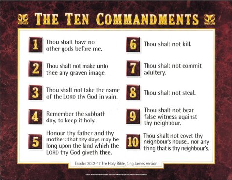 KJV Ten Commandments wall chart- LAMINATED