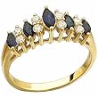 14Kt Yellow Gold Blue Marquise Sapphire and Diamond Fashion Ring