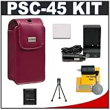 Canon PowerShot PSC-45 Deluxe Leather Case + Spare NB-4L Battery with Charger + Accessory Kit for Canon Powershot SD30 & SD40