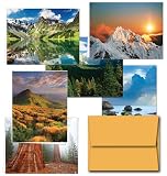 Majestic Scenery 36 Note Cards for $9.99 - 6 Different Styles Including Golden Yellow Envelopes.