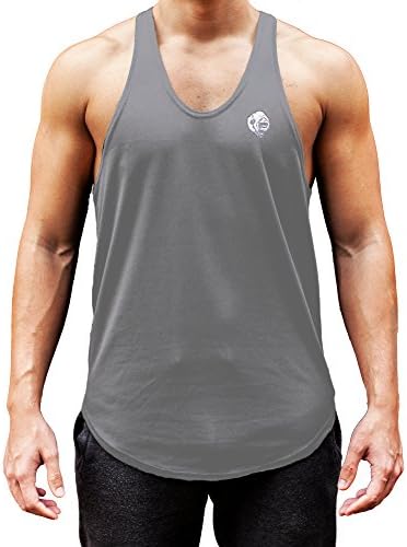Mens Dri-fit Poly Stringer Bodybuilding Gym Tank Tops (Large, Charcoal)