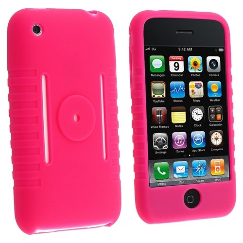 FOR APPLE IPHONE 3G HOT-PINK SILICONE SKIN CASE (also fit 1st Gen. IPhone)