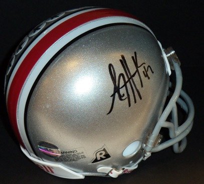 AJ Hawk Autographed Ohio State Buckeyes Mini Helmet - Packers
