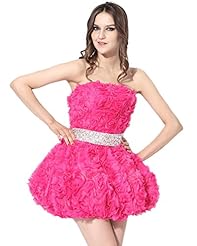 Strapless Cocktail Short Natural   Waistline Lace Beaded Organza   Ball Gown  Dress