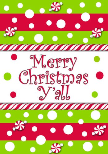 Merry Christmas Y'All- 12 Inch X 18 Inch Garden Size Decorative Flag