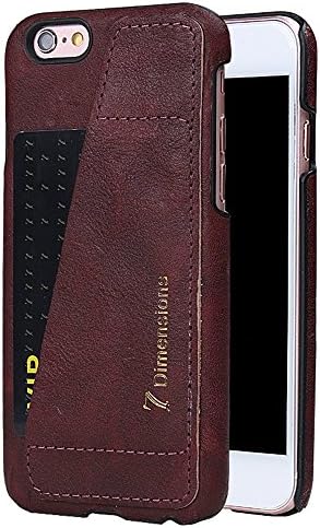 iPhone 6s / 6 Plus Case, 7 Dimensions [Card Slot Vintage Series] Wallet Case [Genuine Leather] Slim Style Soft Leather Case Back Cover [Business Style] for iPhone 6 / 6s 5.5 inch (Stylish Red5.5)