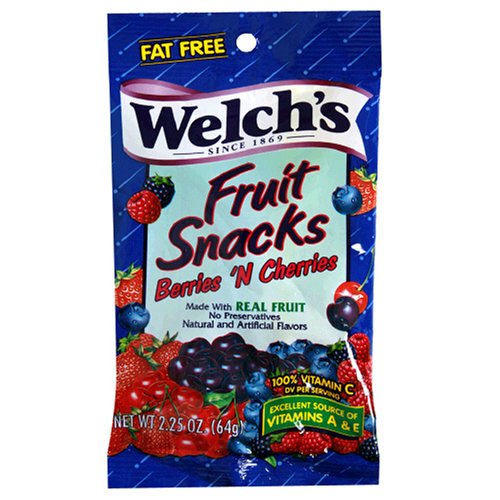 Welch's Fruit Snacks, Berries 'N Cherries, 2.25-Ounce Pouches (Pack of 48)