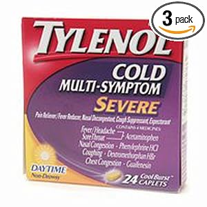 Tylenol Cold Multi-Symptom Severe, Daytime Non-Drowsy, 24-Count Cool Burst Caplets (Pack of 3) by Tylenol
