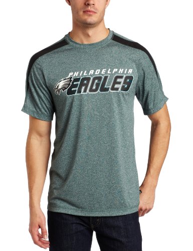 NFL Men's Philadelphia Eagles Fanfare IV Adult Short Sleeve Crewneck Synthetic Marled Tee (Marine Green Marled/Black, XX-Large)