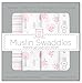 SwaddleDesigns Cotton Muslin Swaddle Blankets, Set of 4, Pink Thicket