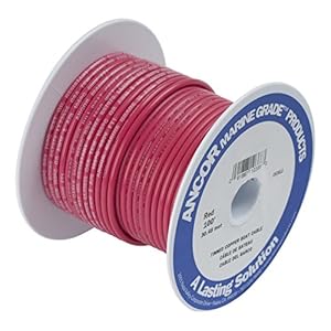 Ancor 108810 Marine Grade Electrical Primary Tinned Copper Boat Wiring (10-Gauge, Red, 100-Feet)