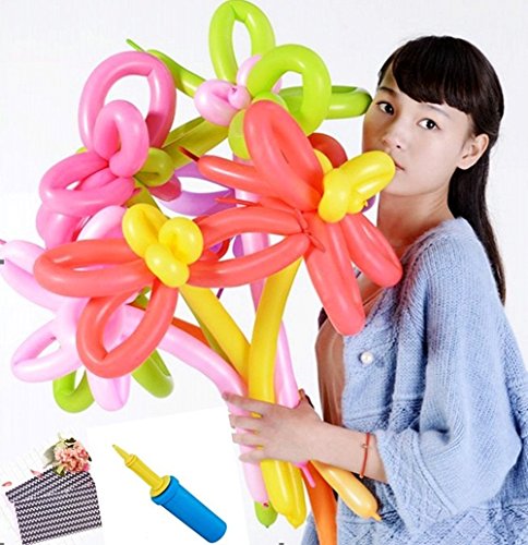 TECH-PÂ® 260Q Deluxe Magic Vapor Balloons - Holiday Party Twisty Latex Balloons - Pump & Animal Eye Stickers Included - Package of 200