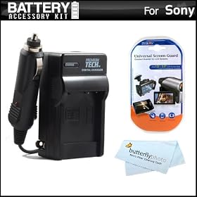 Battery Charger Kit For Sony Cyber-shot DSCRX100, DSC-RX100 20.2 MP Exmor CMOS Sensor Digital Camera Includes Ac/Dc 110/220 Rapid Travel Charger For Sony NP-BX1 Battery + LCD Screen Protectors + MicroFiber Cloth