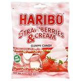 Haribo Gummi Candy, Strawberries and Cream, 5-Ounce Bags (Pack of 12)