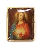 Lapel Pin - Sacred Heart of Jesus - Clear Covering - Exclusively from the Studios of Cromo NB (Milano, Italy)