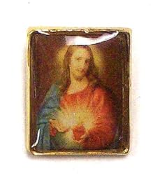 Lapel Pin - Sacred Heart of Jesus - Clear Covering - Exclusively from the Studios of Cromo NB (Milano, Italy)