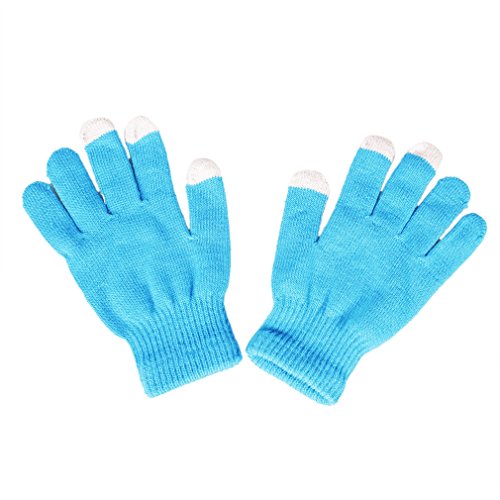 Knitting Autumn Winter Fashion Lovely Warm Touch Screen Capacitive Gloves with Five Fingers (Blue)