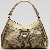Gucci Medium Crystal GG D Gold Hobo - 265692