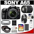 Sony Alpha SLT-A65 Translucent Mirror Technology Digital SLR Camera Body & 18-55mm Lens with DT 55-200mm Lens + 32GB Card + Battery + Filter + Sling Backpack + Telephoto & Wide-Angle Lens + Accessory Kit