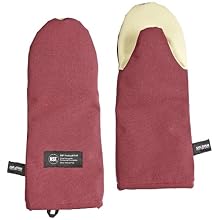 San Jamar KT0115K Kool-Tek Nomex Puppet Temperature Protection Oven Mitt with Kevlar, 15" Length, Red